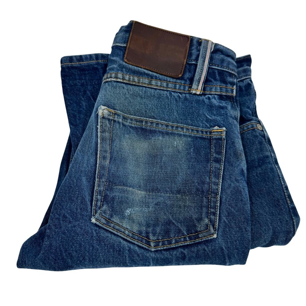 Gustin Jeans Mens 29 (29x33 ACTUAL) Slim Selvedge Blue Denim Button Fly Faded